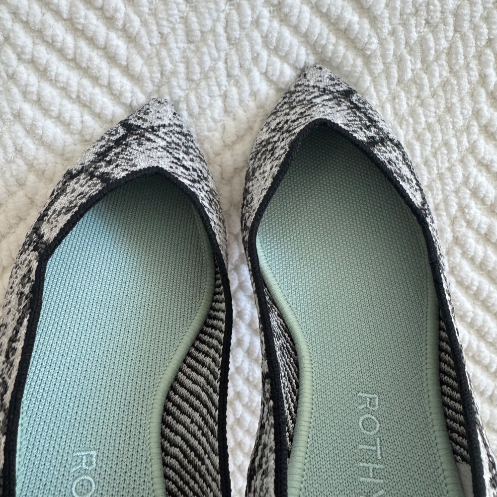 ROTHY'S The Point Black White Python Print Flats … - image 6